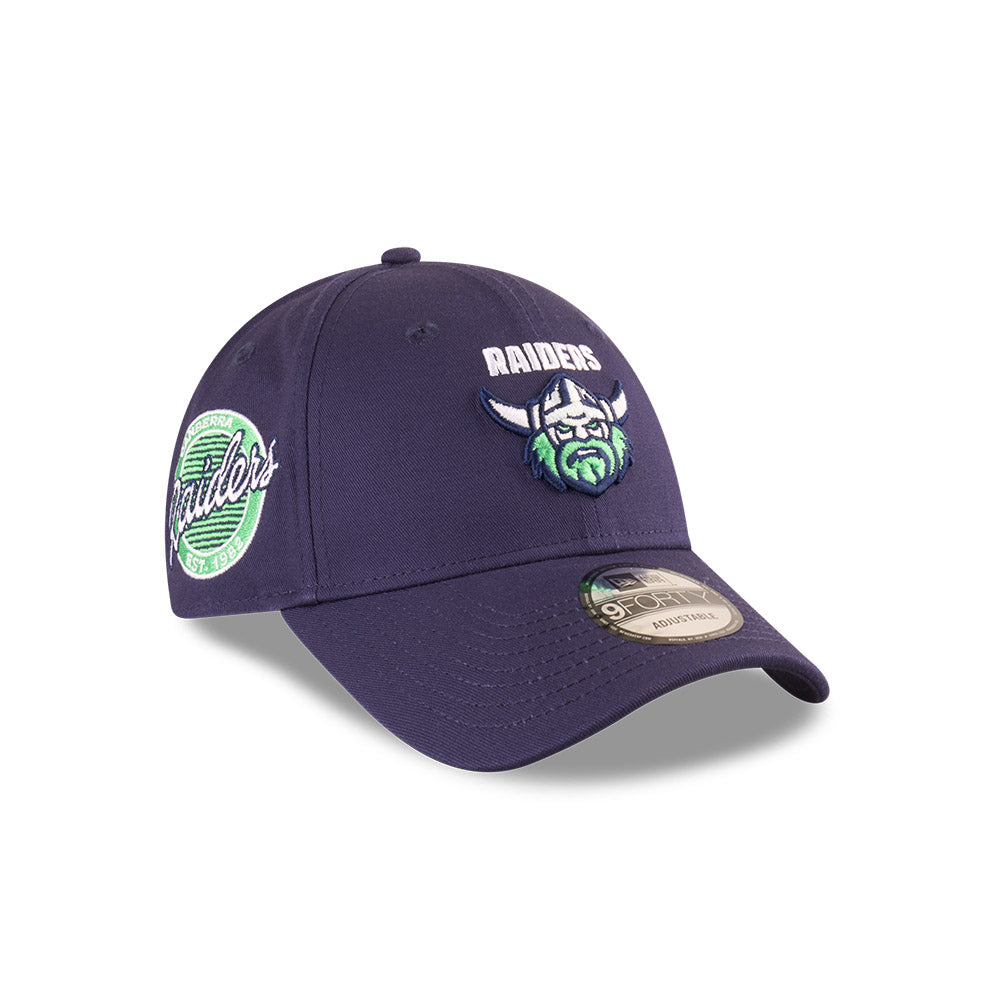 Canberra Raiders Youth Hat - NRL 2025 Badged Navy Blue OTC 9Forty Kids Strapback Cap - New Era